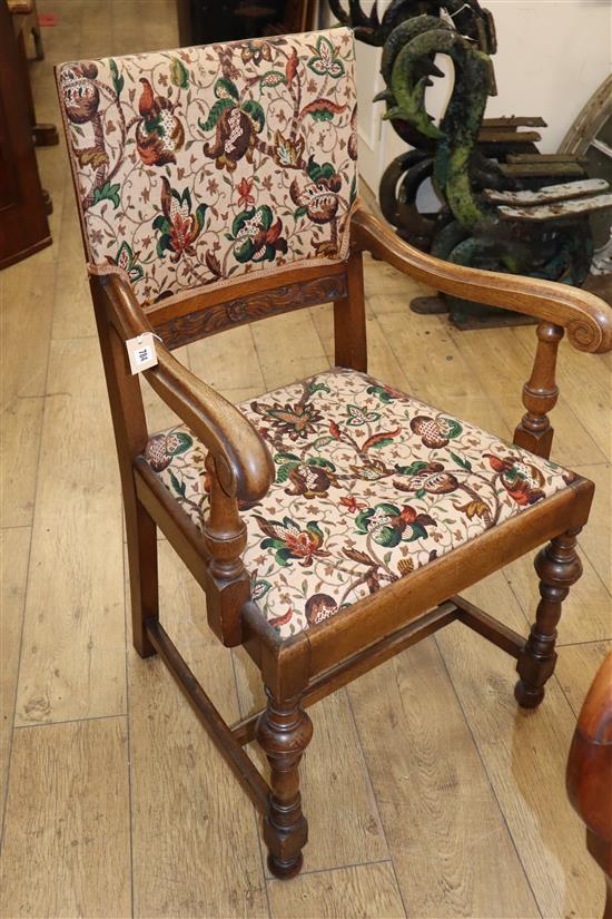 An oak open armchair